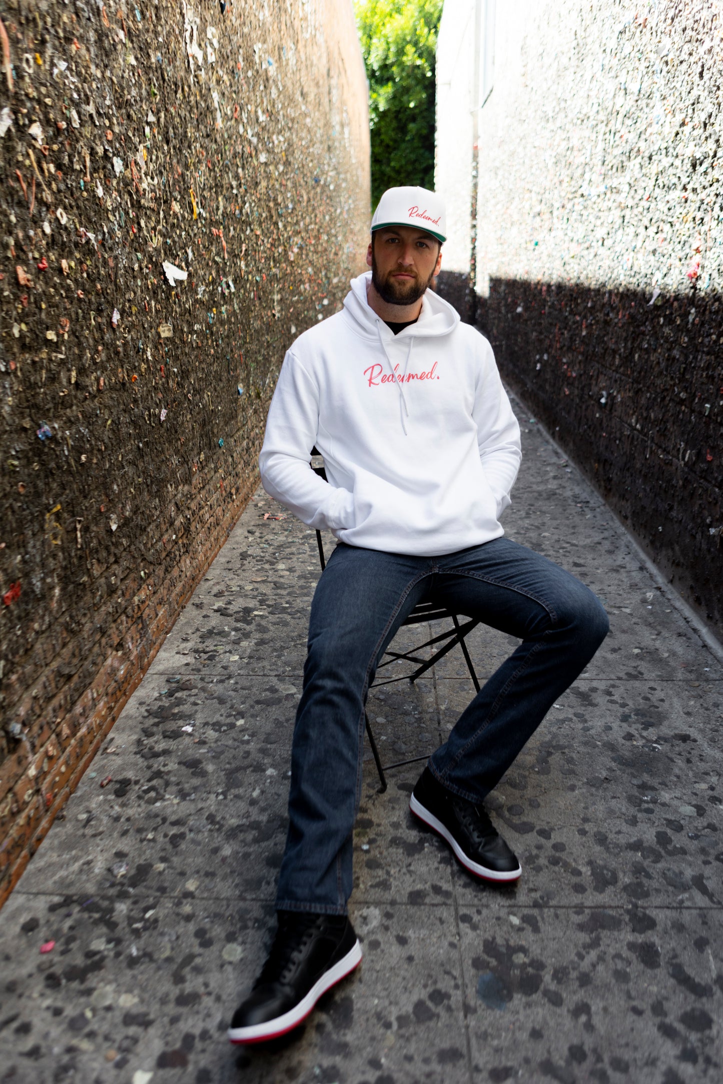 Redeemed White Pullover Hoodie | White like snow. Red like the blood.