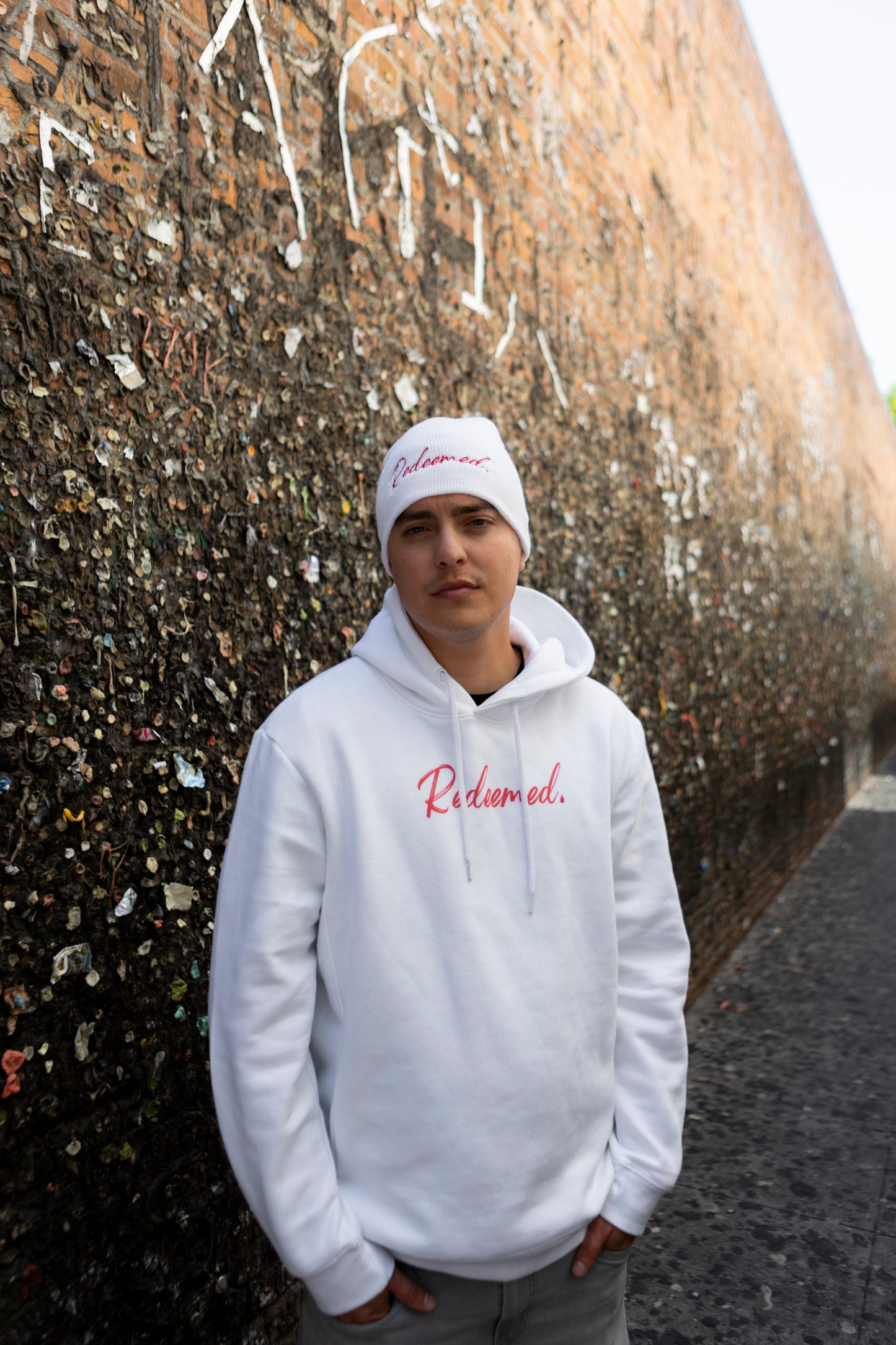 Redeemed Adult Knit Beanie | White Like Snow. Red like the Blood.